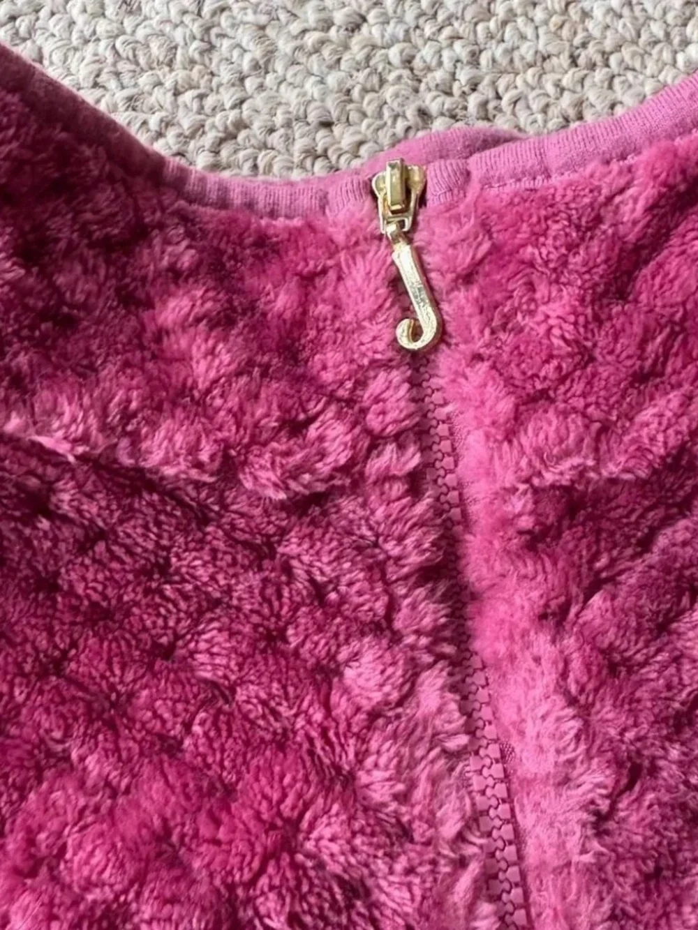 Juicy Couture Pink Quarter Zip Fleece Sweatshirt Girls 12 Preppy Cozy